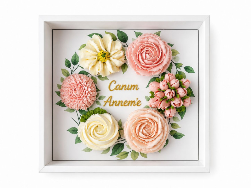 Canım Annem Çiçek Bahçesi – Özel Tasarım Butik Cupcake Kutusu